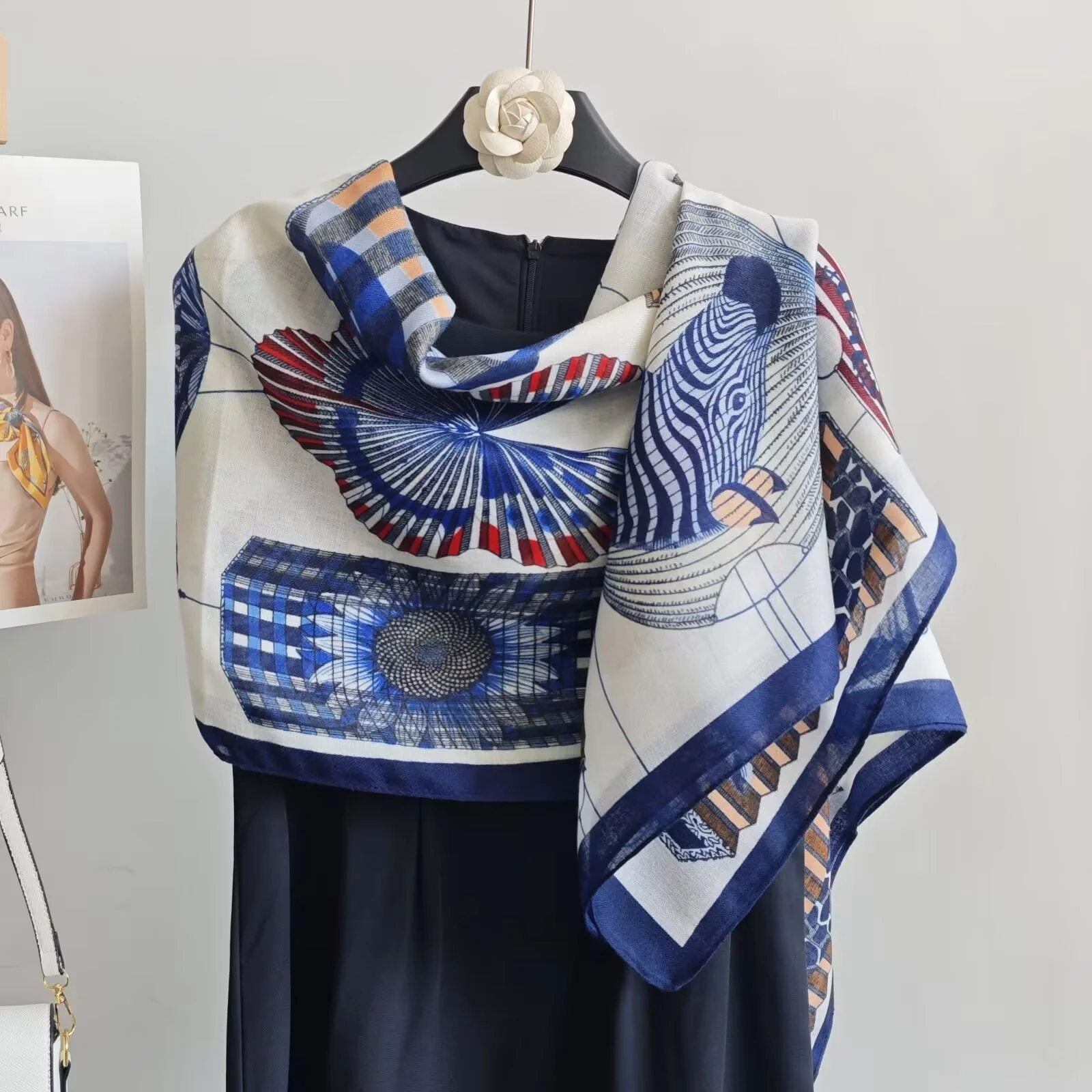Blue Scarf – Safari Ginkgo Collection