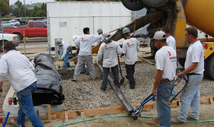 Our Crew pouring pervious concrete
