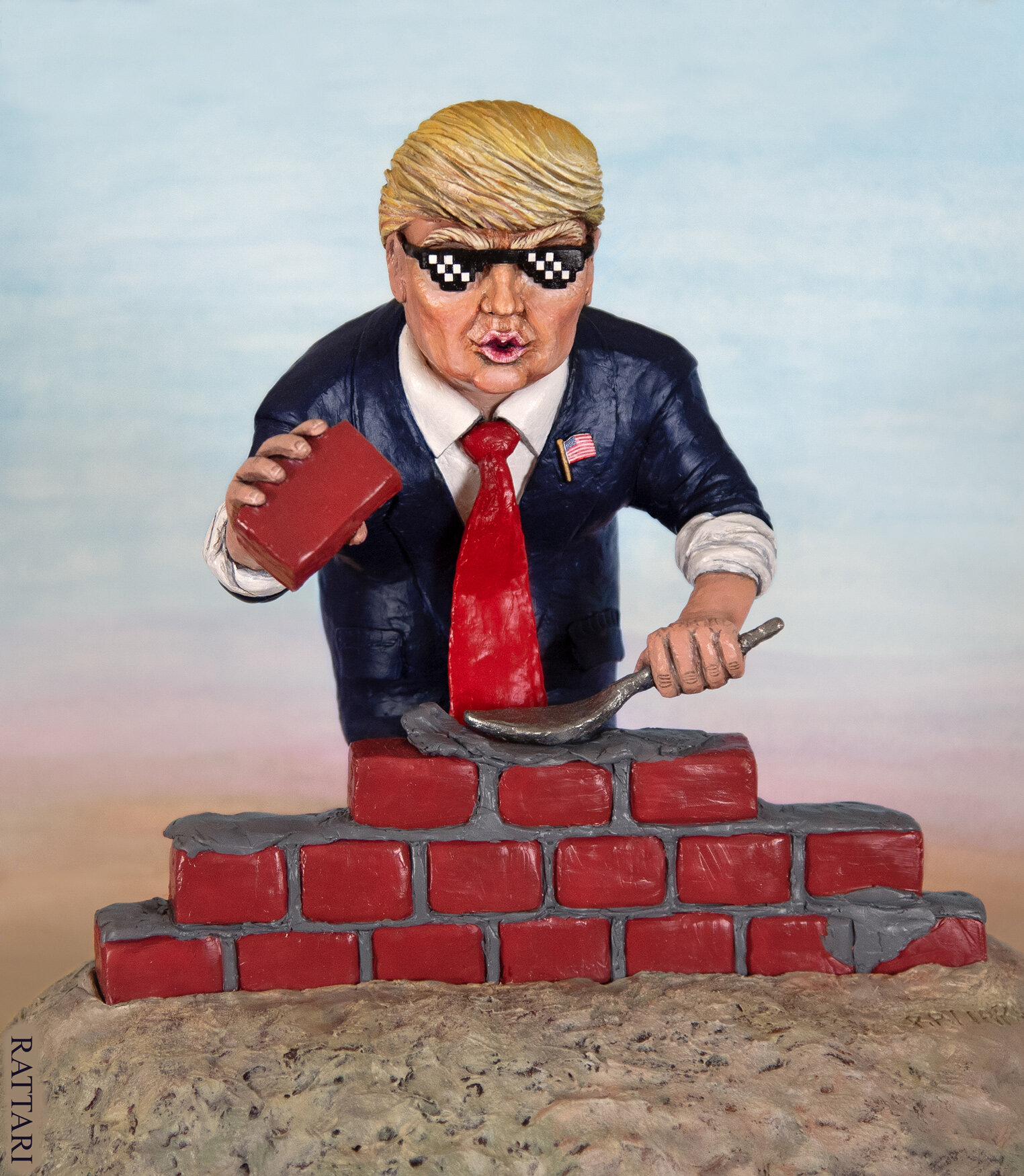 WALL! Polymer Clay Illustration ~14x14x14in