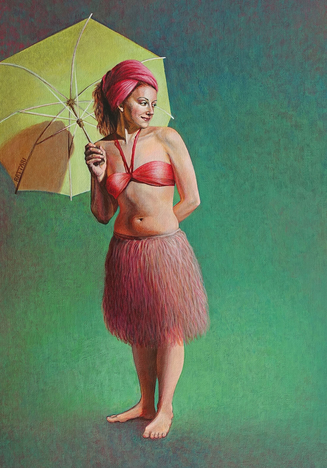 Umbrella, acrylics on canvas board, 10x16in