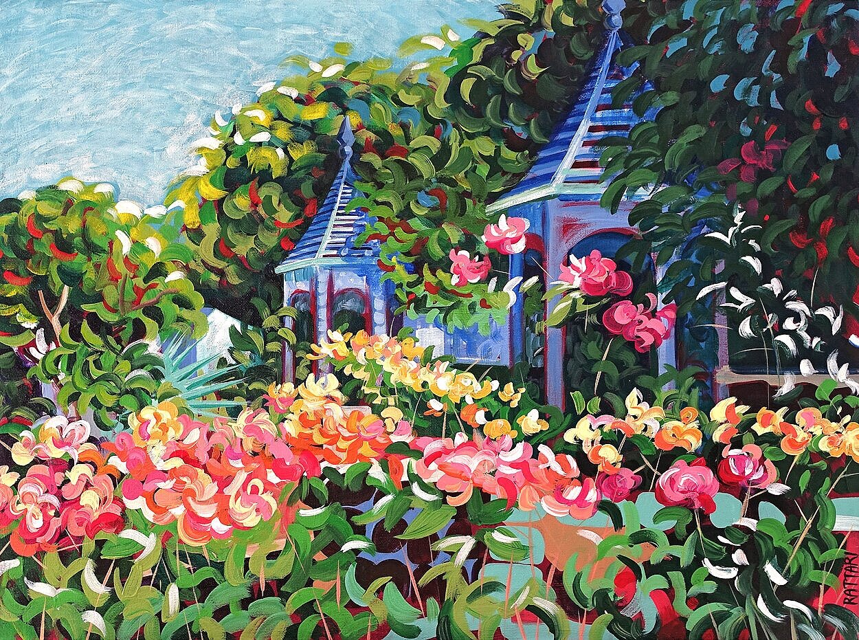Rose Garden, acrylics on canvas, 18x24in