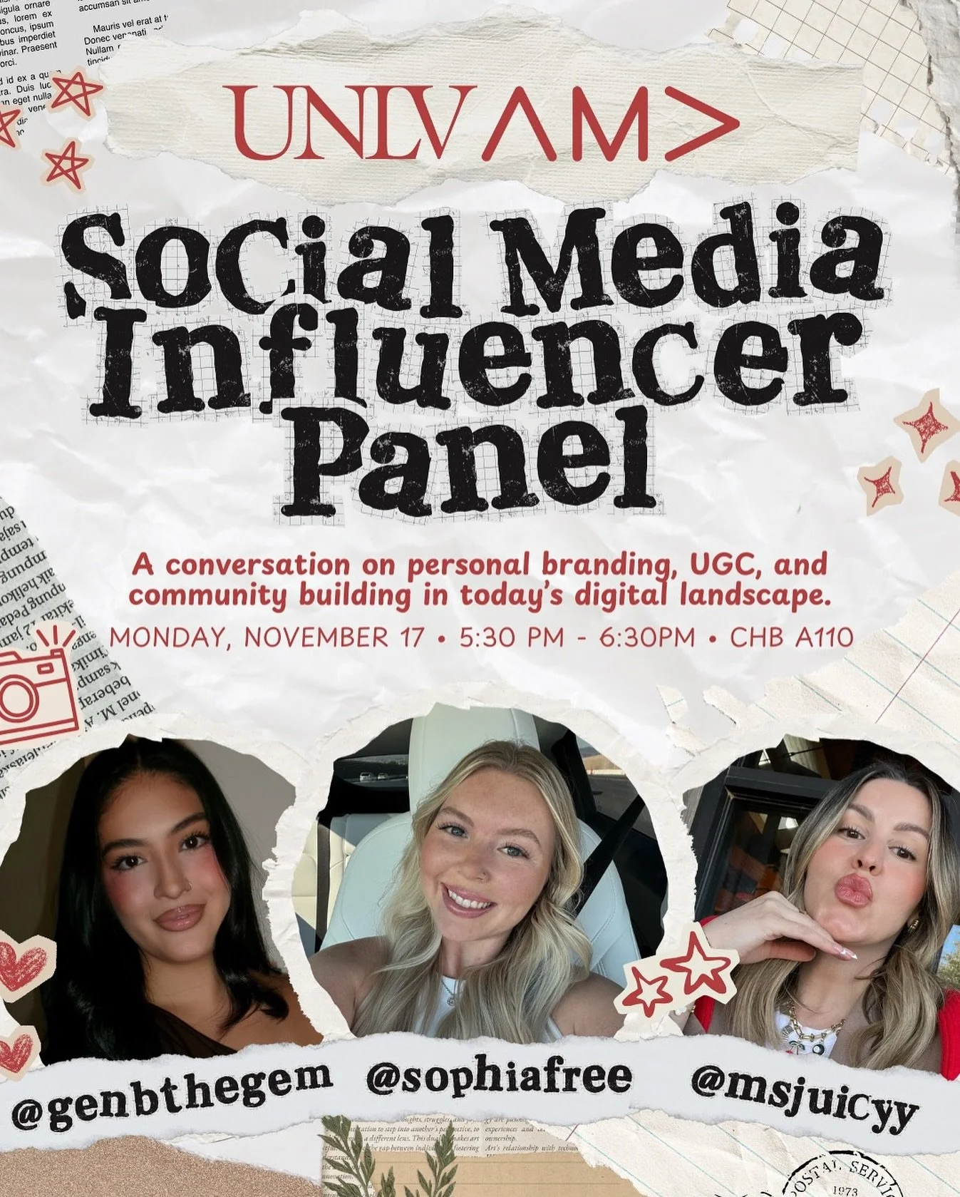 💫 Let&rsquo;s talk personal branding, UGC, and community building! Join us for UNLV AMA&rsquo;s Social Media Influencer Panel featuring:

✨ @genbthegem &mdash; founder of @vegasgirlhood
✨ @msjuicyy &mdash; founder of @girlswalkvegas
✨ @sophiafree_ &