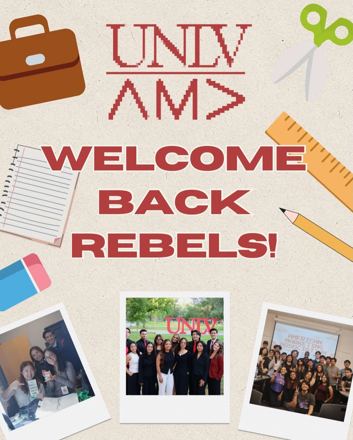 Welcome back, Rebels! 📚✏️

We are excited to start the Spring semester with new events and opportunities .🎉

Transform this semester, and consider joining UNLV AMA today!

🔗Learn more about AMA with the link in bio!

#UNLV #AMA #backtoschool #welc