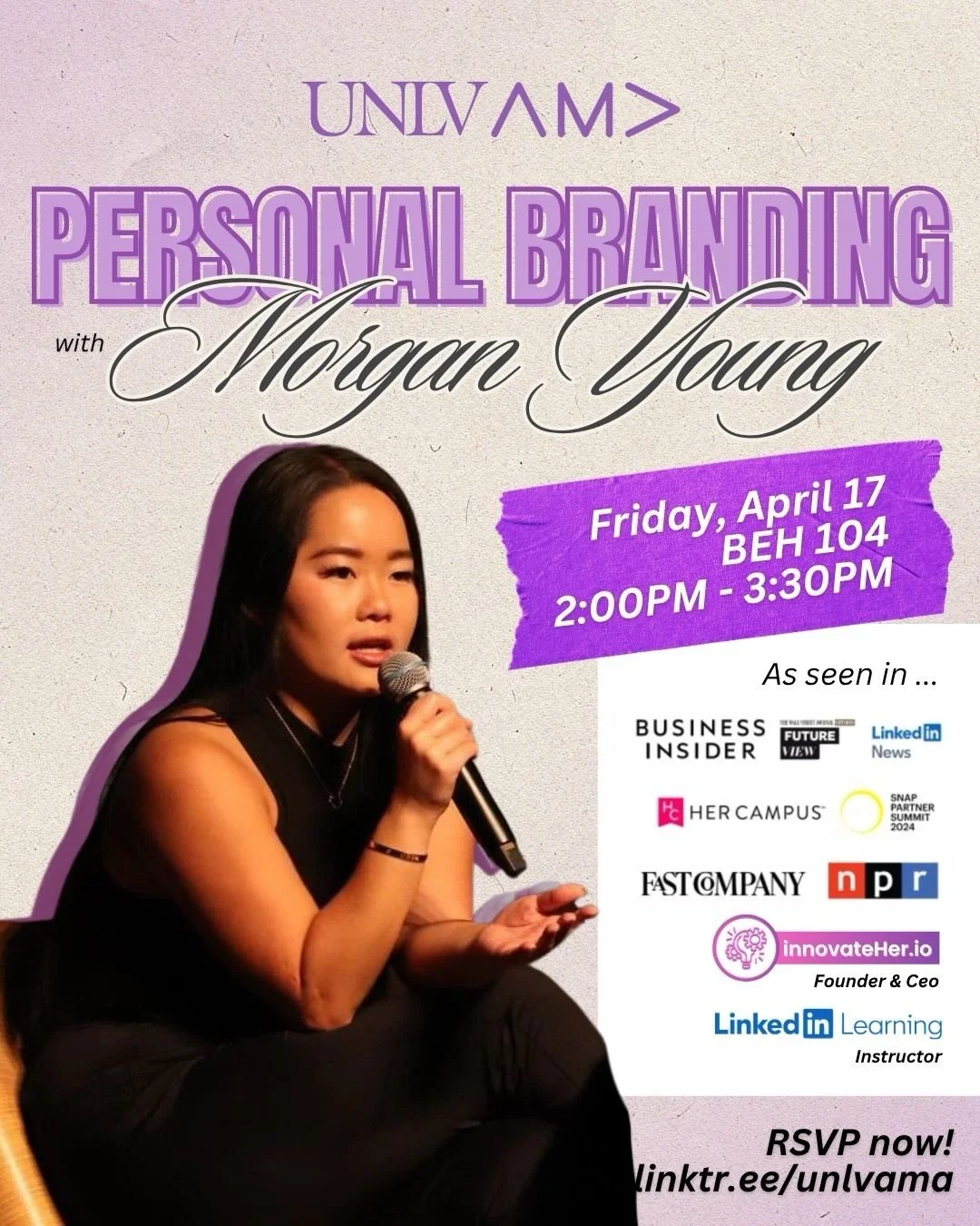 🚨Only 2 days left until the Personal Branding Workshop with @itsmorganashleigh!🚨

Learn how YOU can build your personal brand with the best in content creation, networking, and career development. 

⭐️ As the founder of Hyphenate Media, over 32M vi