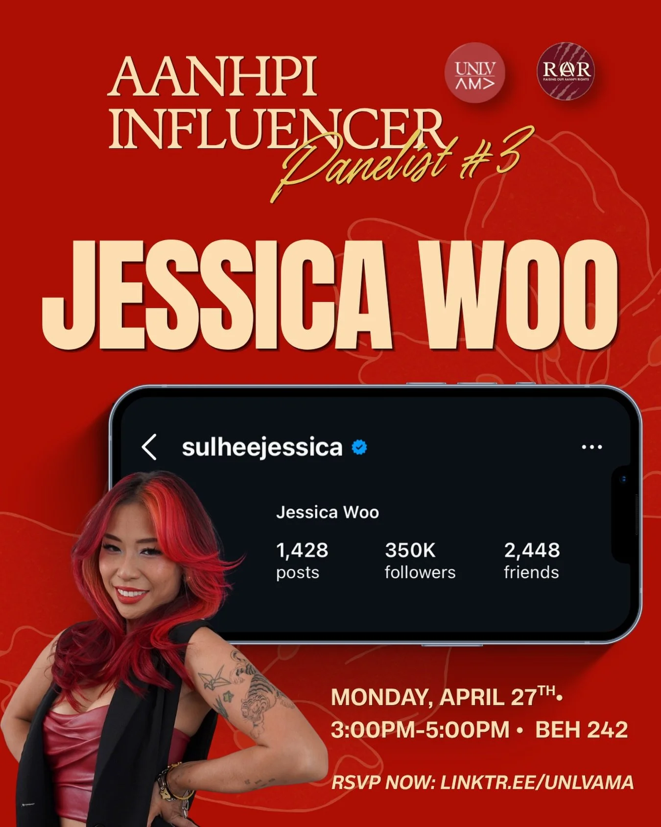 AANHPI Influencer Panel Reveal #3: Sulhee Jessica Woo 🍱

Meet @sulheejessica a Las Vegas&ndash;based content creator, entrepreneur, and proud UNLV alumnae known as the &ldquo;Bento Box Queen.&rdquo;

A mother of three and founder of Bento Box Societ