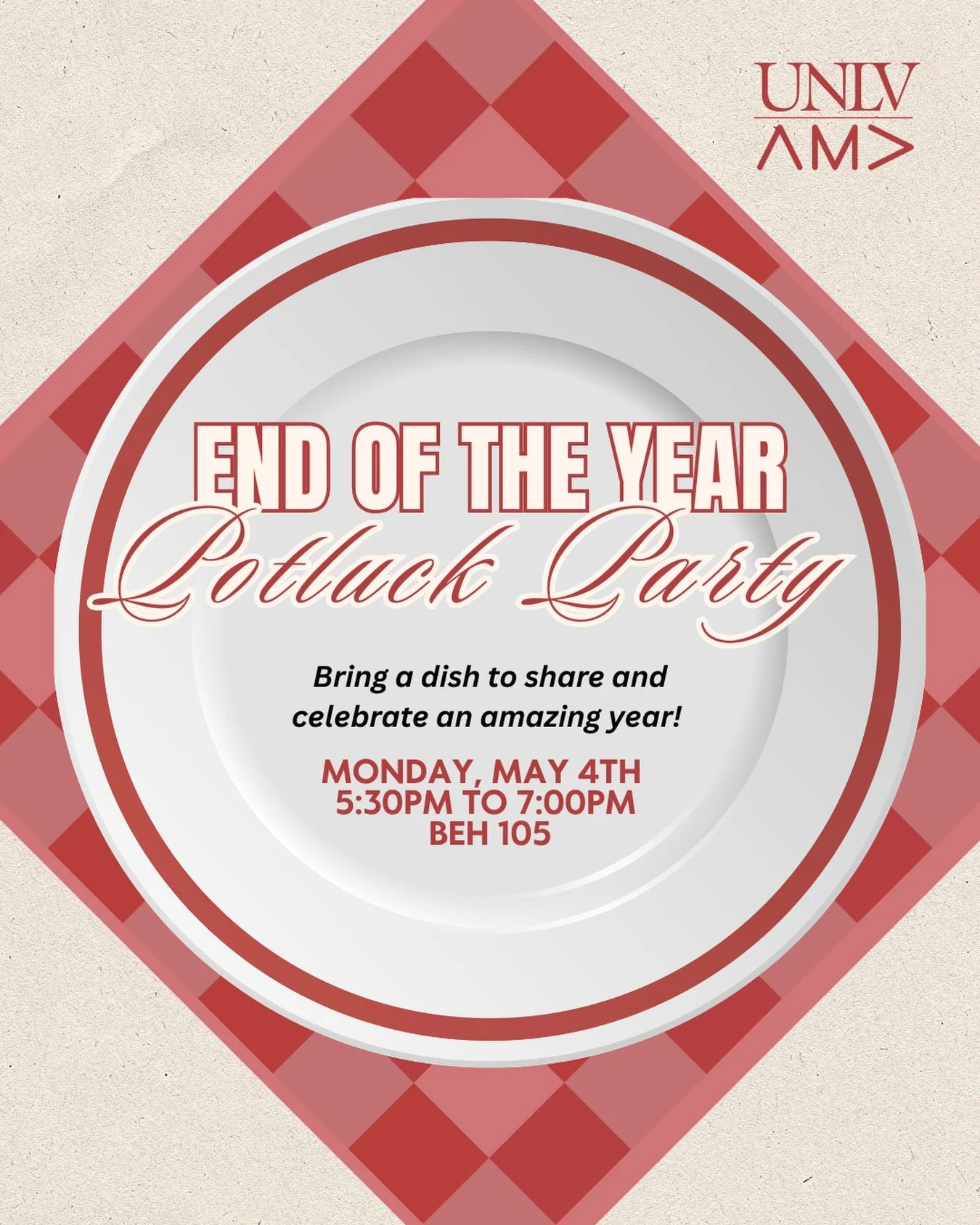 That&rsquo;s a wrap on the year ❤️🍽️

Join UNLV AMA for our End of the Year Potluck Party! Bring a dish, bring your friends, and let&rsquo;s celebrate the end of the year together with our board &amp; graduating seniors!

📅 Monday, May 4th
⏰ 5:30PM