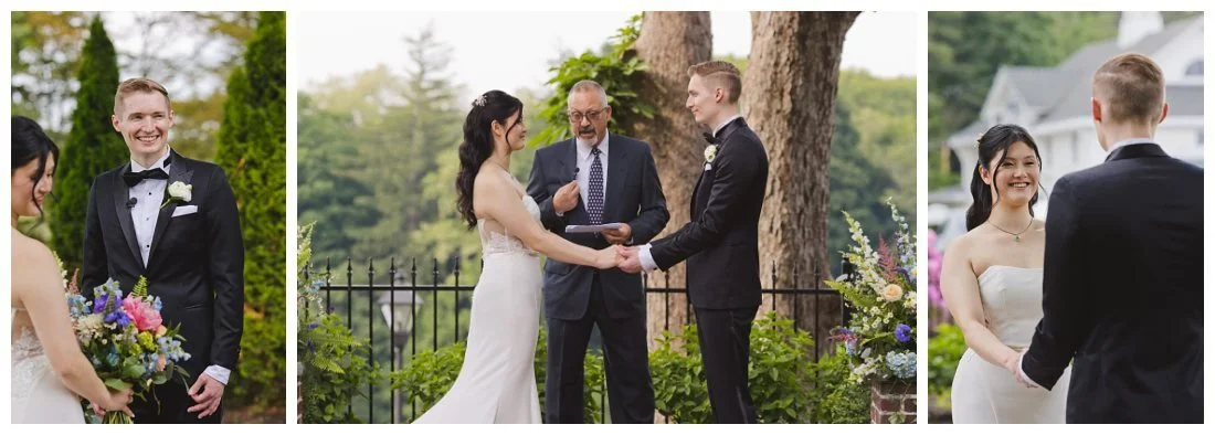 lily and dan smiling and laughing during wedding ceremony
