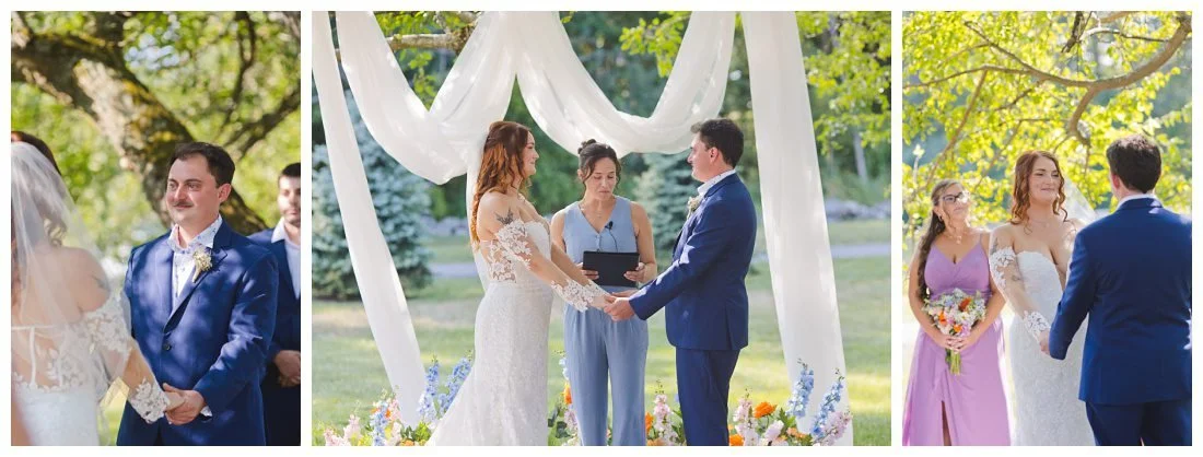 close up photos of bride and groom during their ceremony vows