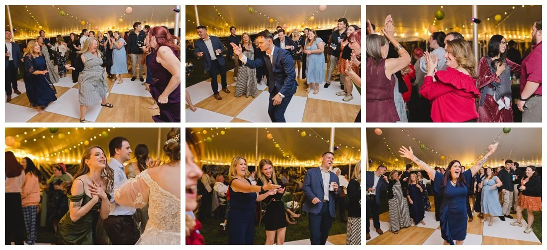 guests clapping and raise their arms up during dancing photos