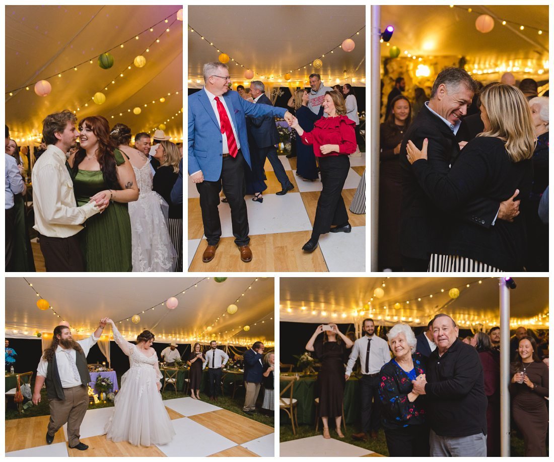 couples dance during anniversary dance at wedding reception