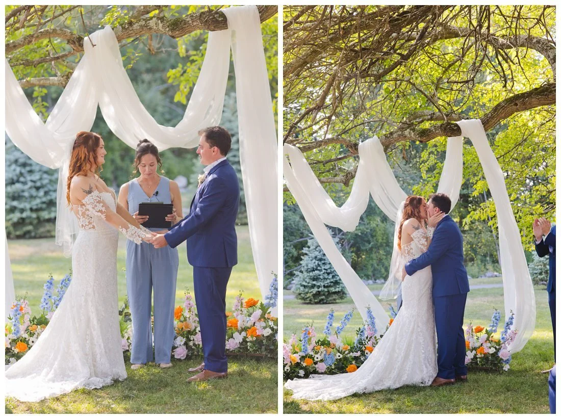 summer wedding ceremony at the westbrook inn in derry nh