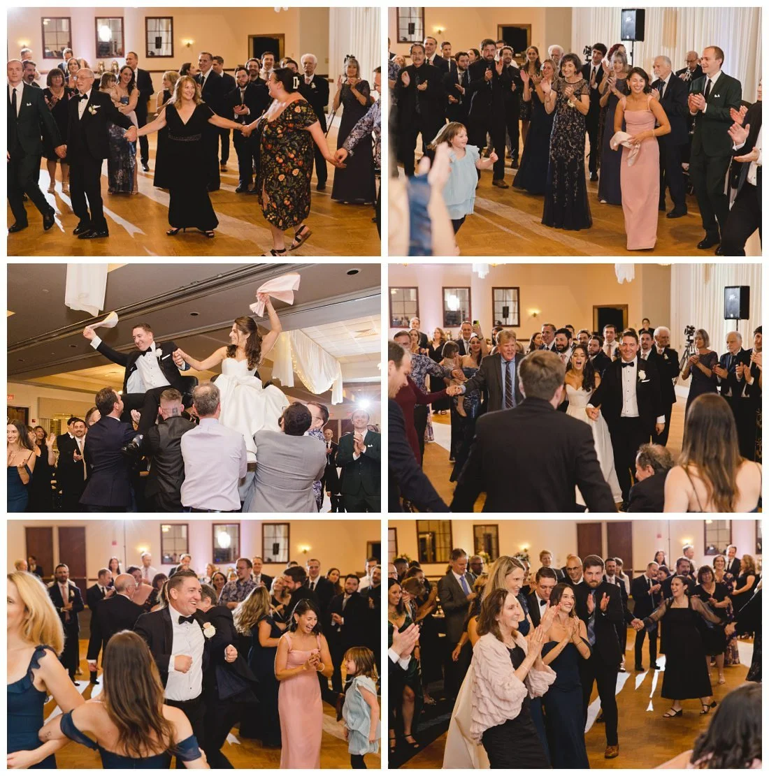 guests dancing the hora at wedding reception