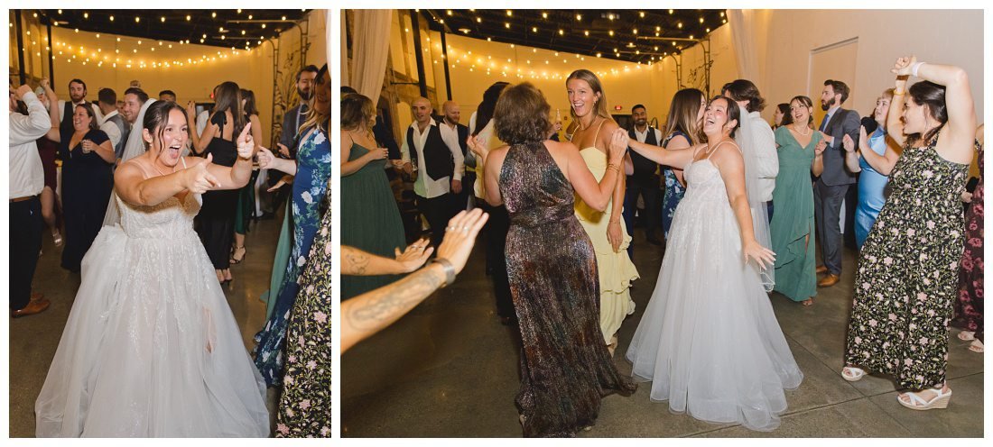 bride having fun and dancing at wedding reception