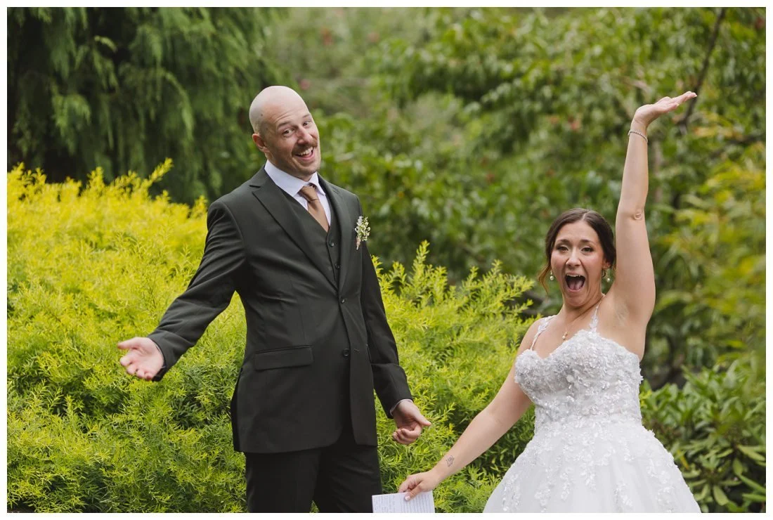 lauren and derek cheering yay we did it! after their private vows