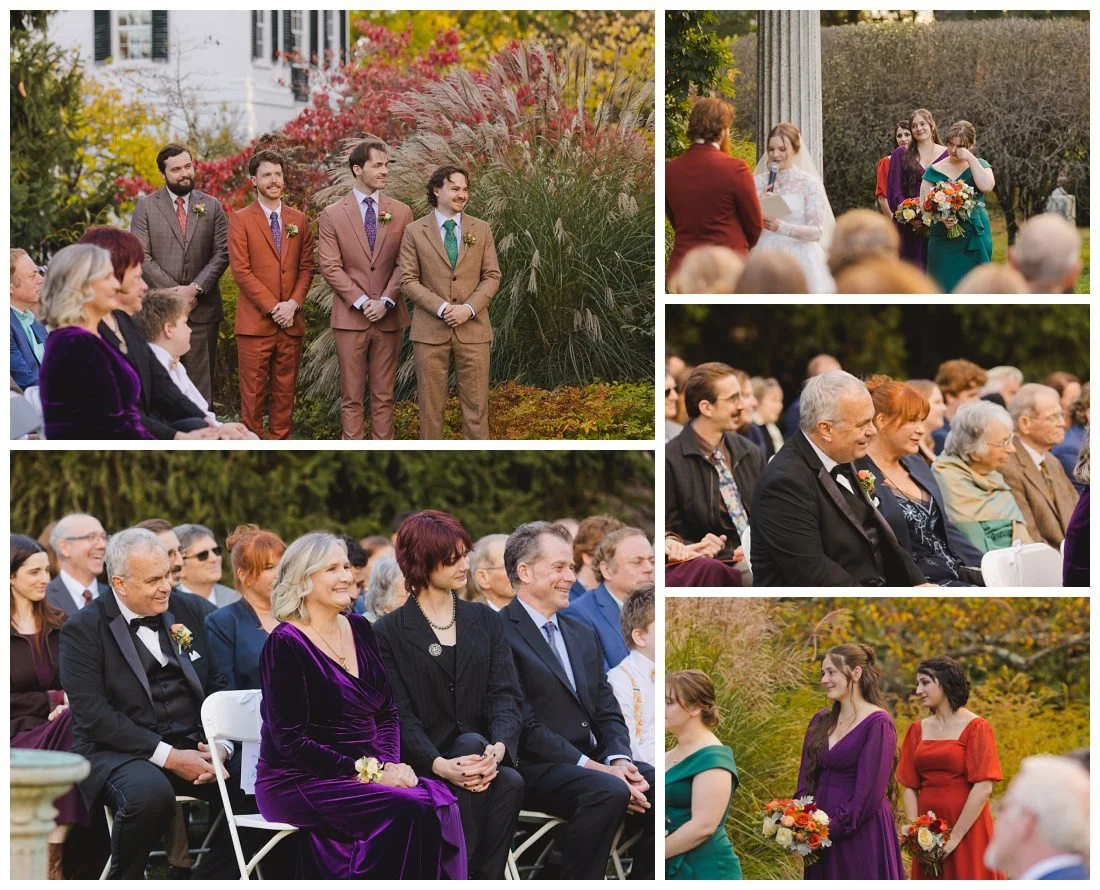 photos of the wedding party and parents reactions during wedding ceremony