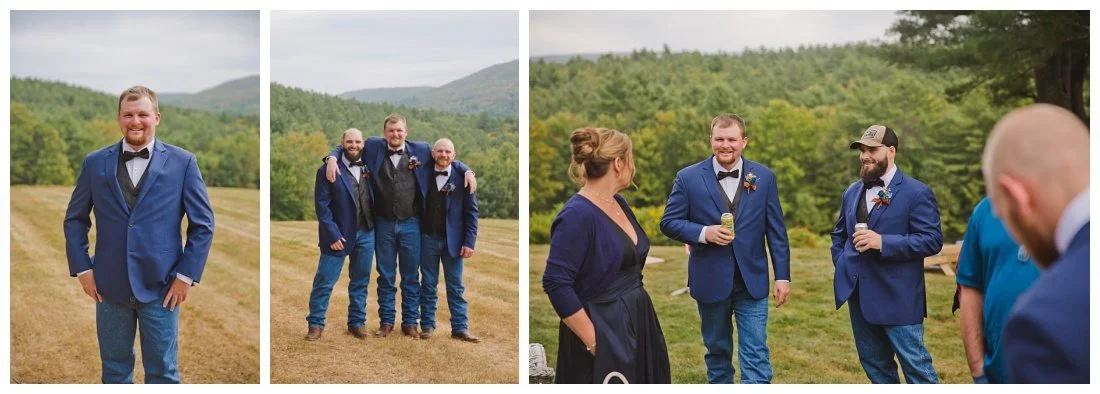 groom and his groosmen hanging out and drinking beers