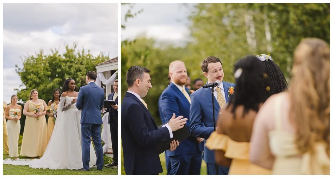groom reads his vows to bride