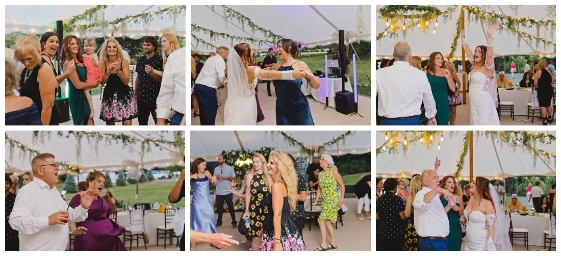 wedding reception dancing photos in summer wedding in tent