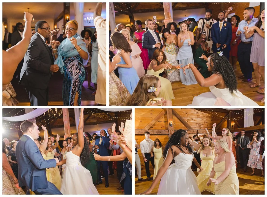 guests surround bride and groom on the dance floor