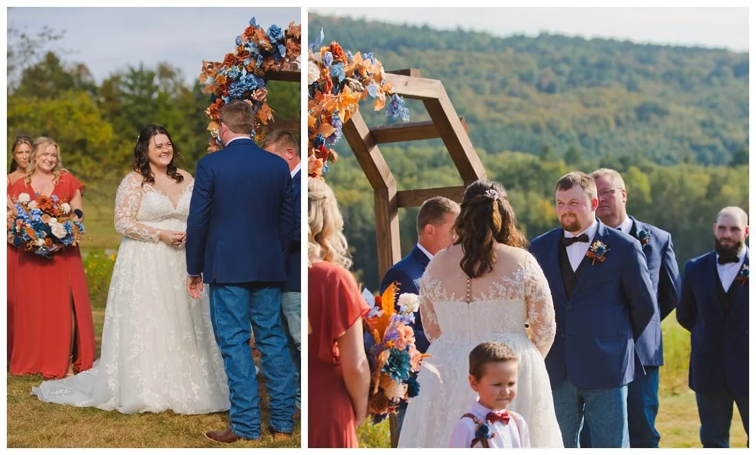 close ups of bride and groom during the wedding ceremony
