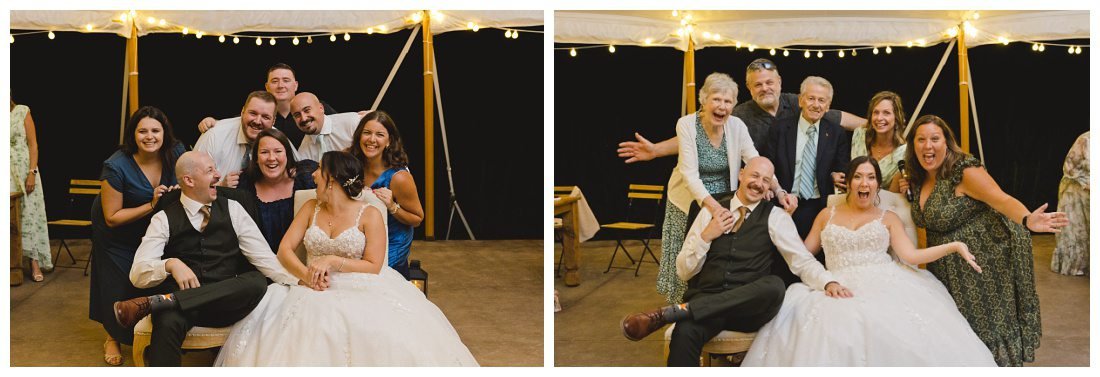 photo dash at wedding with guests coming to the couple