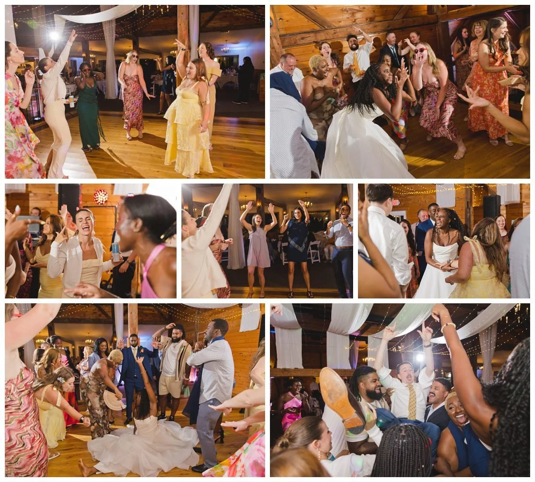 so many fun dancing photos at wedding reception