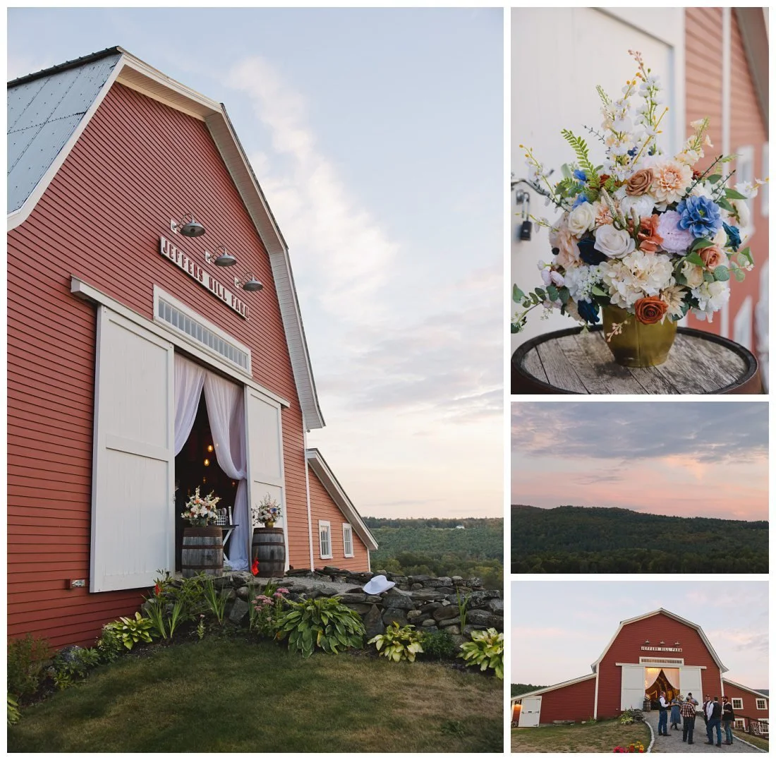 jeffers hill farm at sunset, red barn