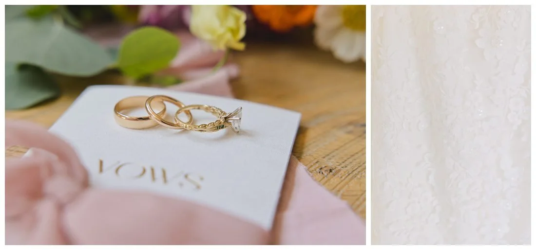 wedding vow book close up with rings