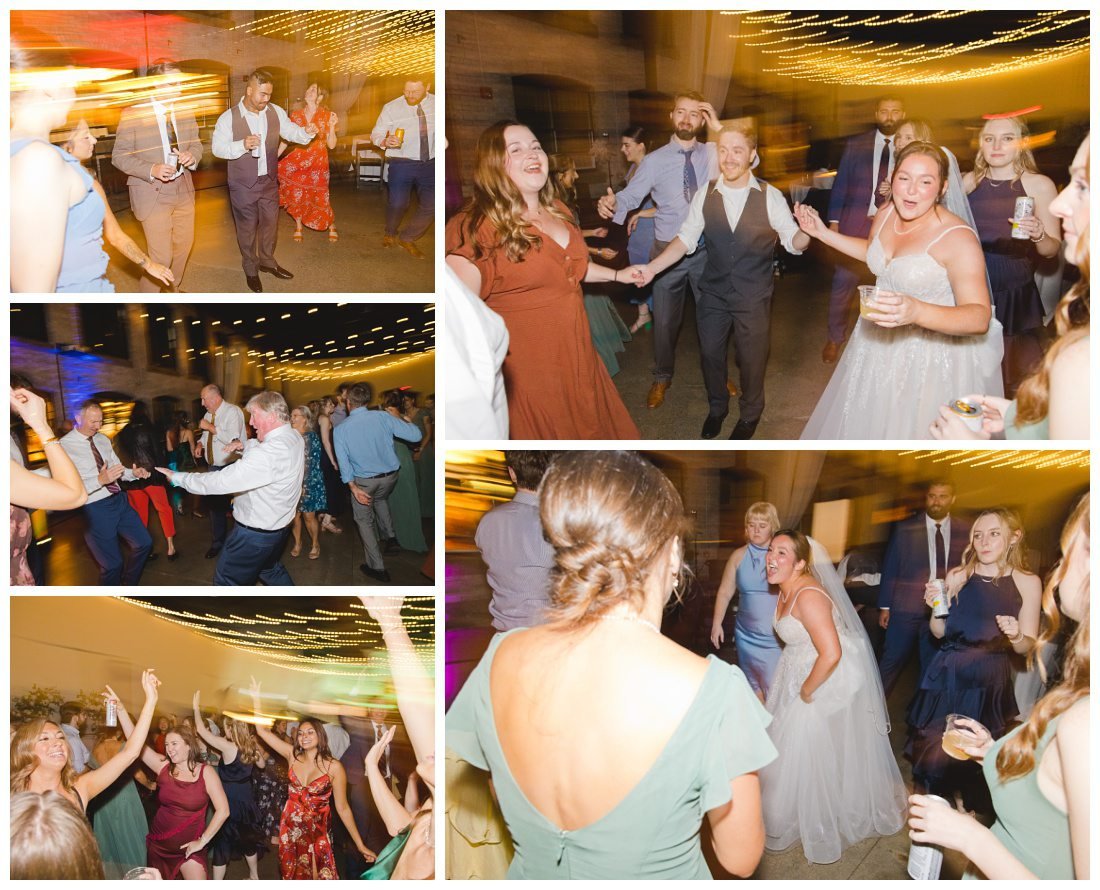 wedding reception photos with blurred lights showing movement