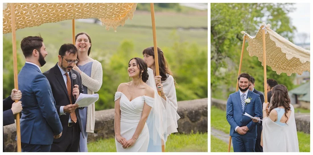 bride and groom reactions during wedding ceremony