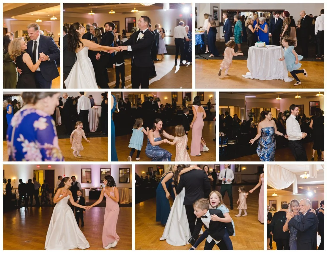 guests dancing at wedding reception at castleton banquet hall