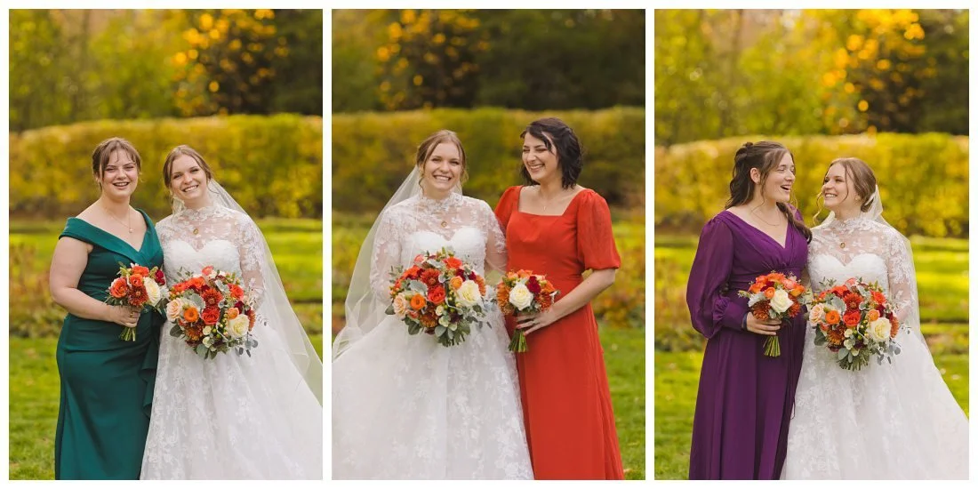 bride with each of her bridesmaids