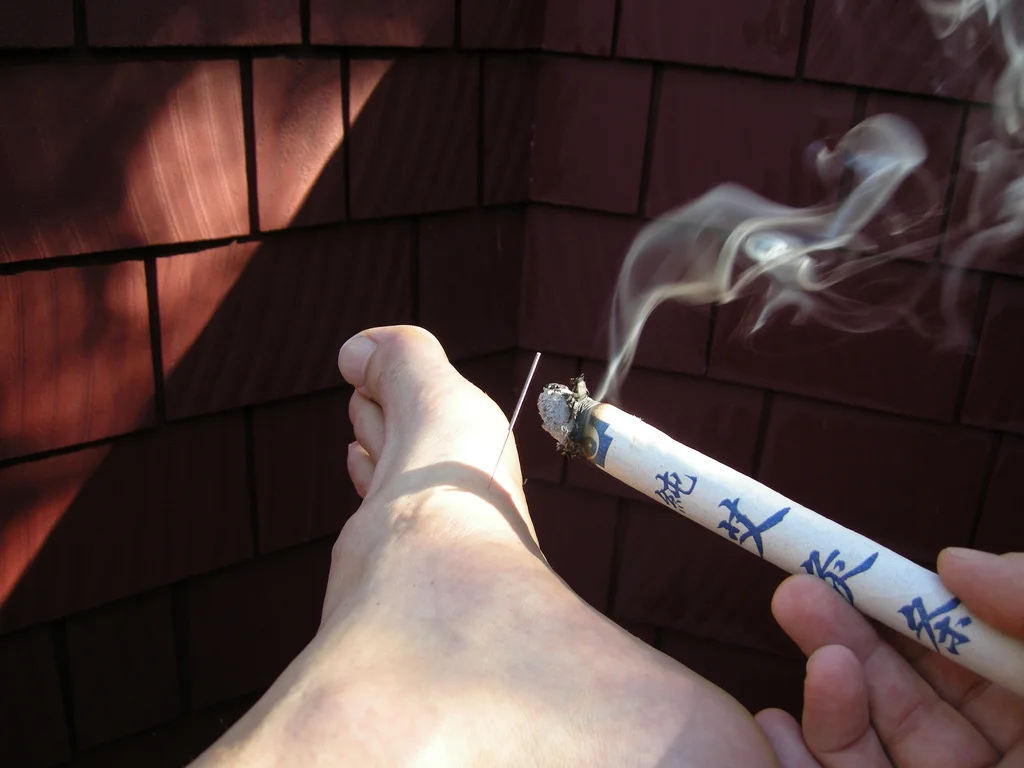 Moxibustion: A form of heat therapy in which a mugwort herb (Ai Ye) is burned near the surface of the skin. Moxibustion can be used to treat a variety of diseases such as skin conditions, chronic weaknesses, gynecological disorders and digestive dis…