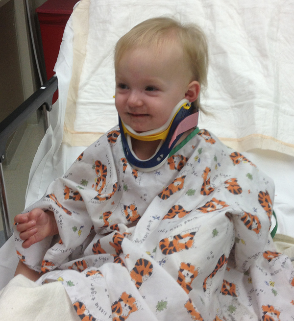 This photo was taken of baby Samantha while she was in her hospital bed. Look at that smile!
