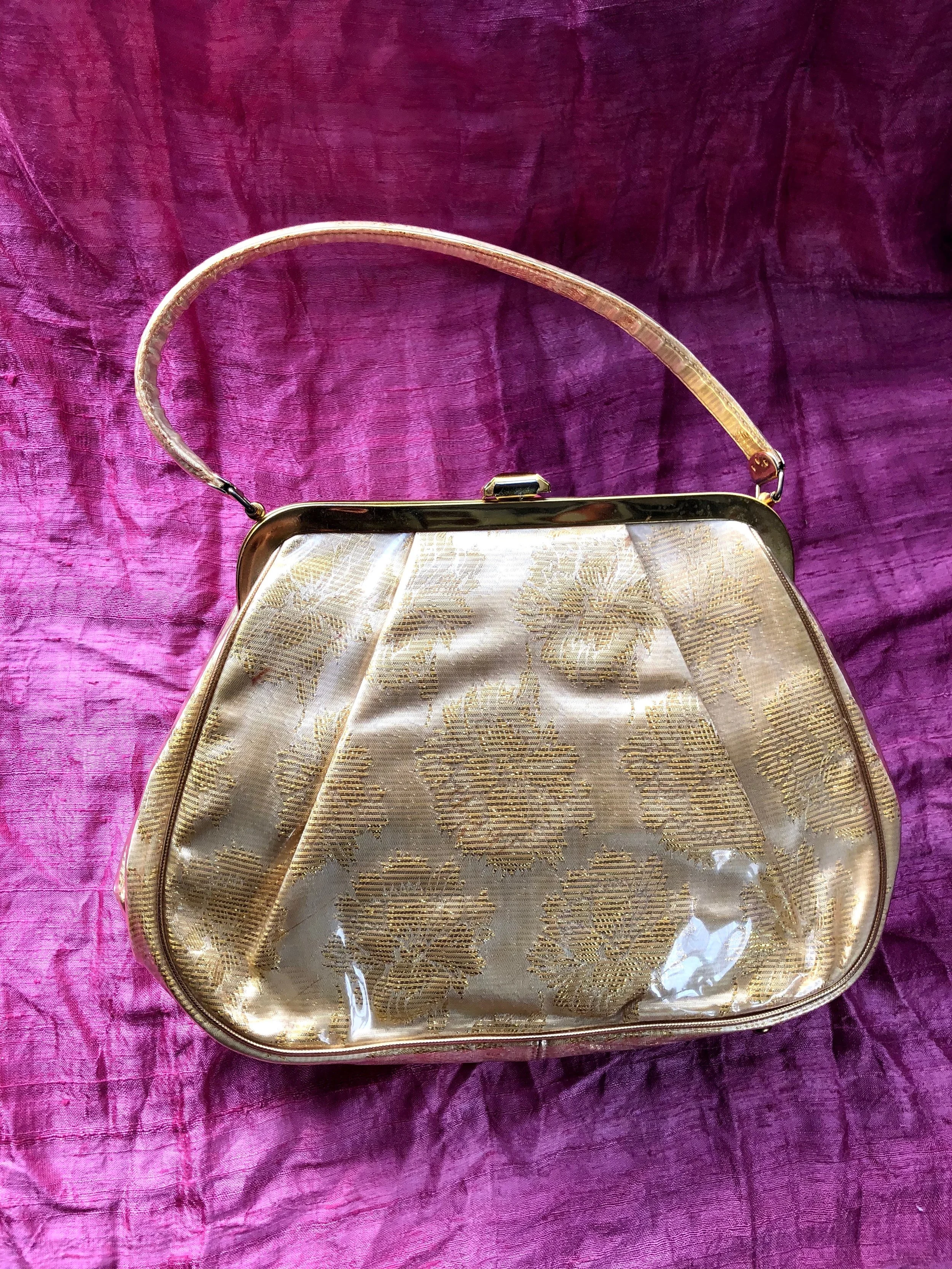1950s top handle bag / 50s structured box bag
