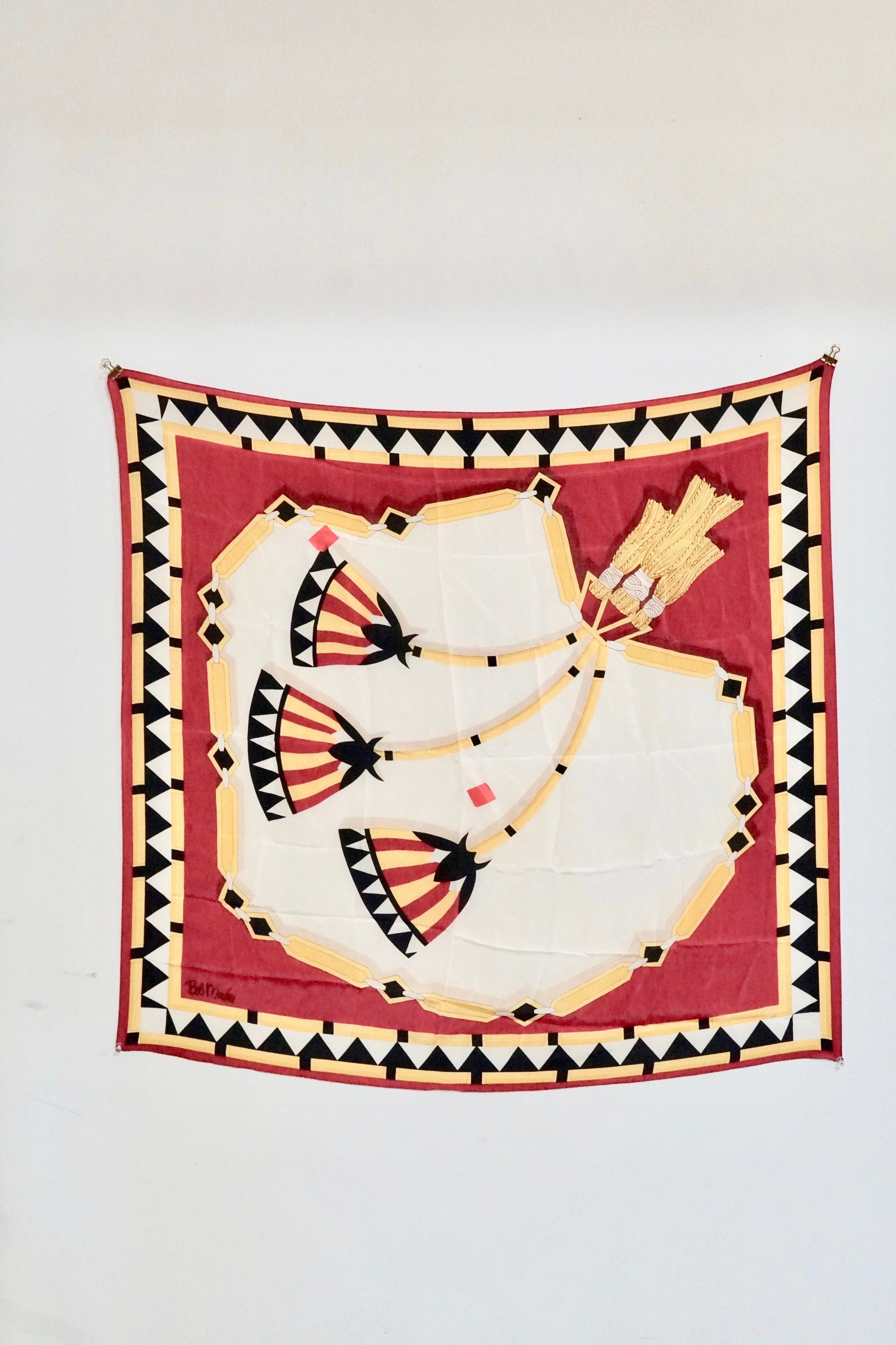 vintage Bob Mackie silk status print scarf / square scarf