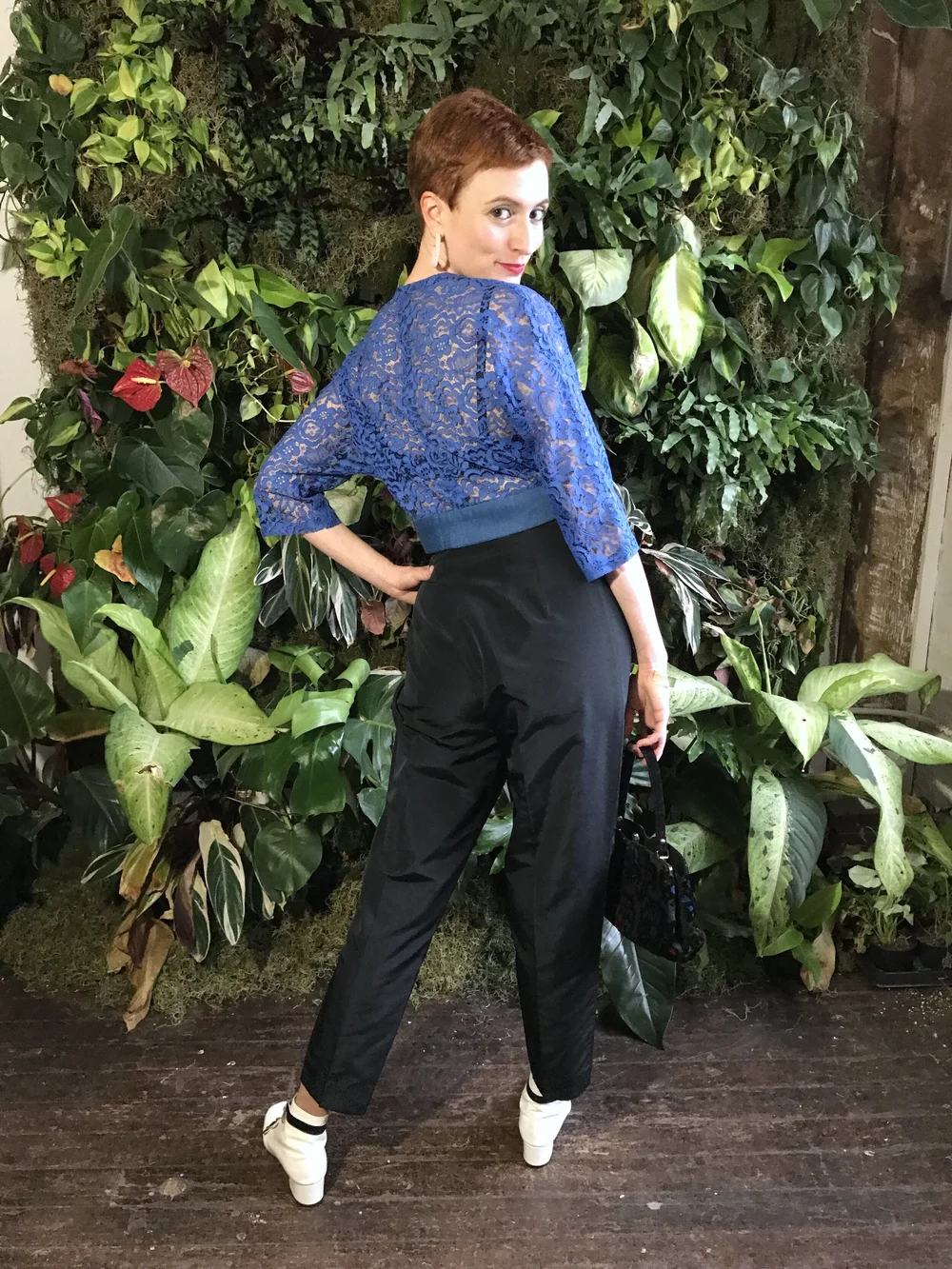 vintage Ralph Lauren black stove pipe pants / high waisted silk cigarette  slacks / formal black trousers — Dusty Rose Vintage