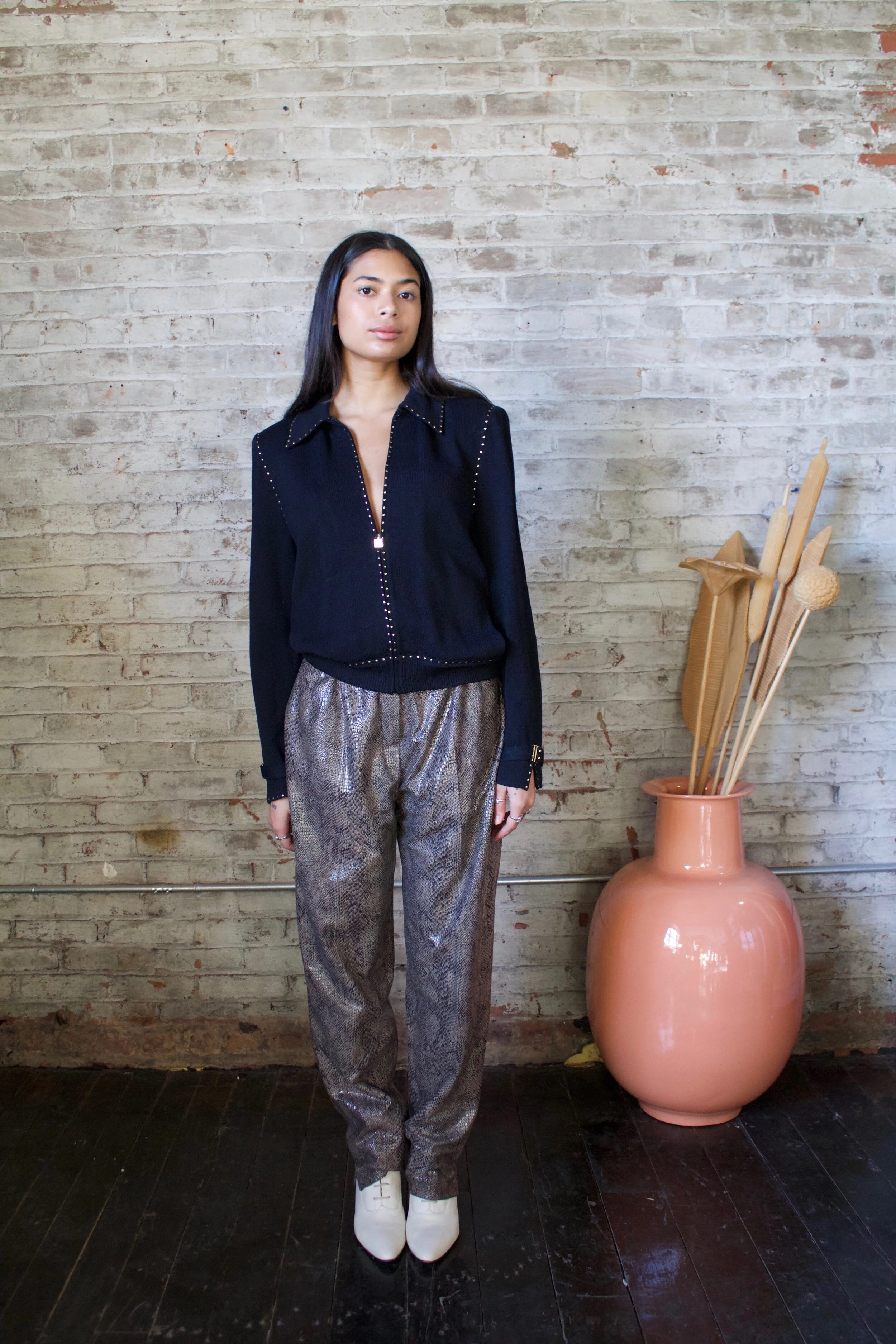 high waist snake print trousers