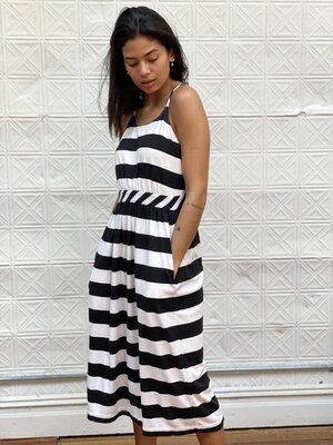 Black and white stripe  sleeveless dress