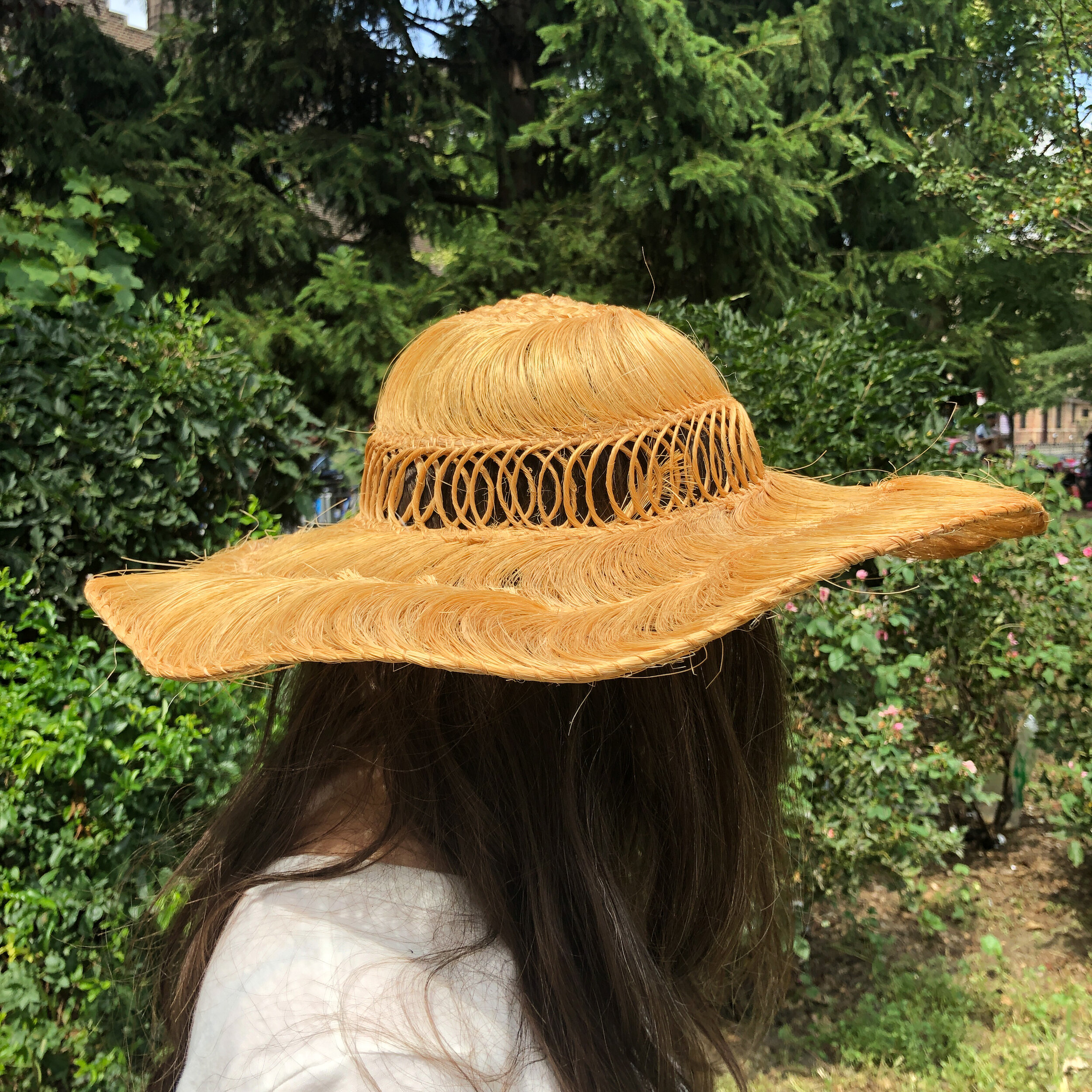 50s straw summer hat with rose