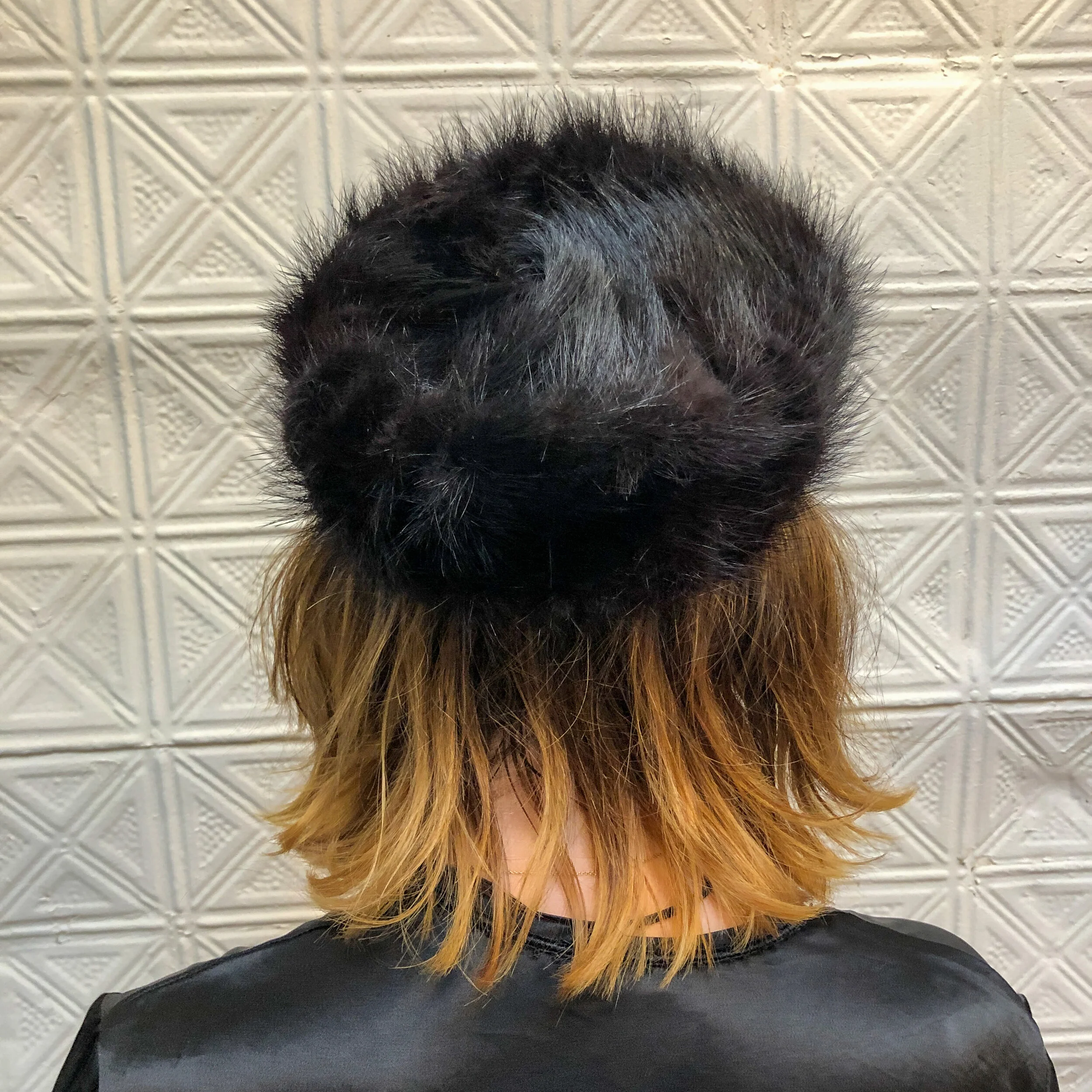 vintage fur pillbox hat / 60s mod fur 