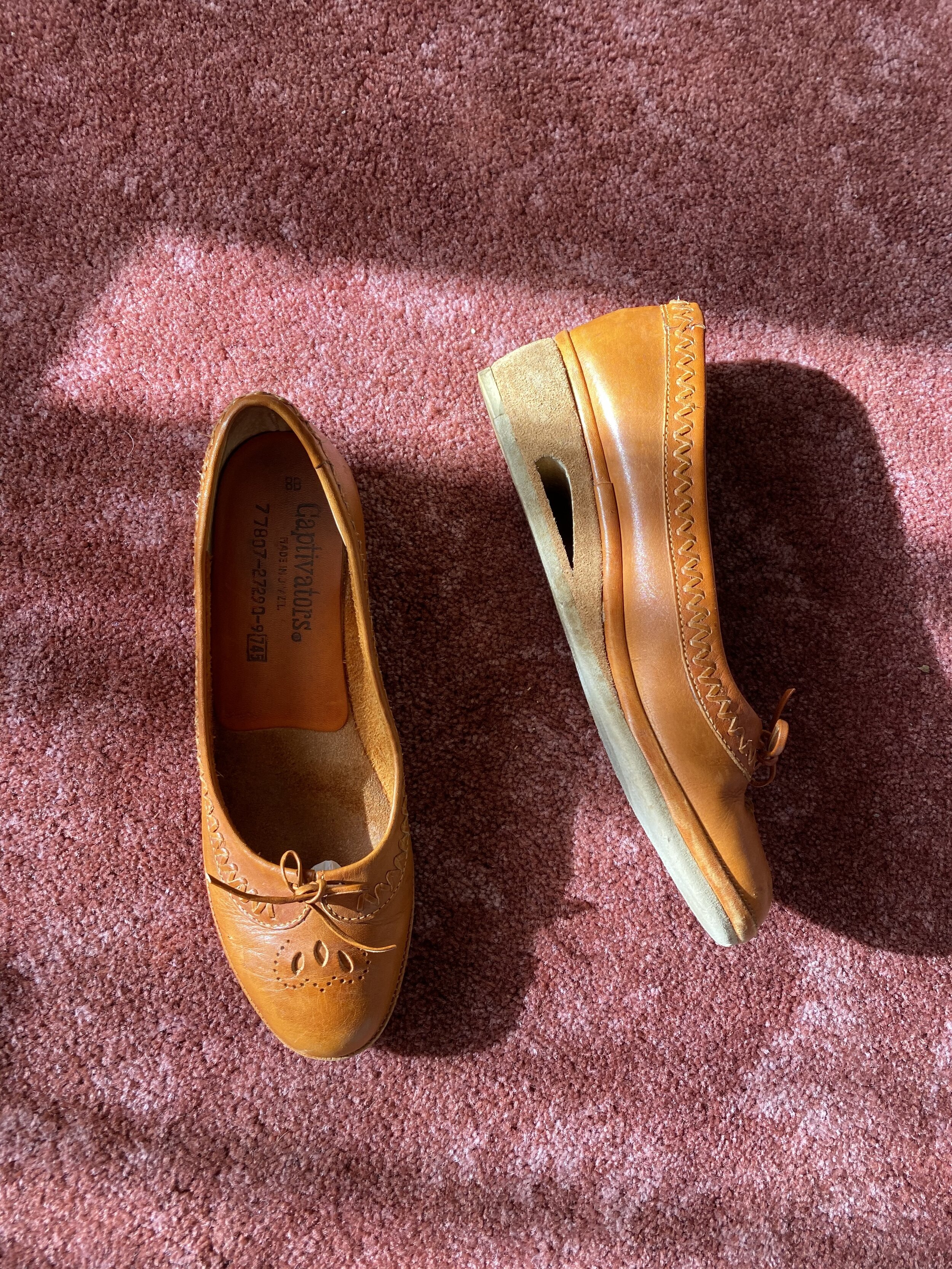 70s leather platforms / 1970s cork sole 