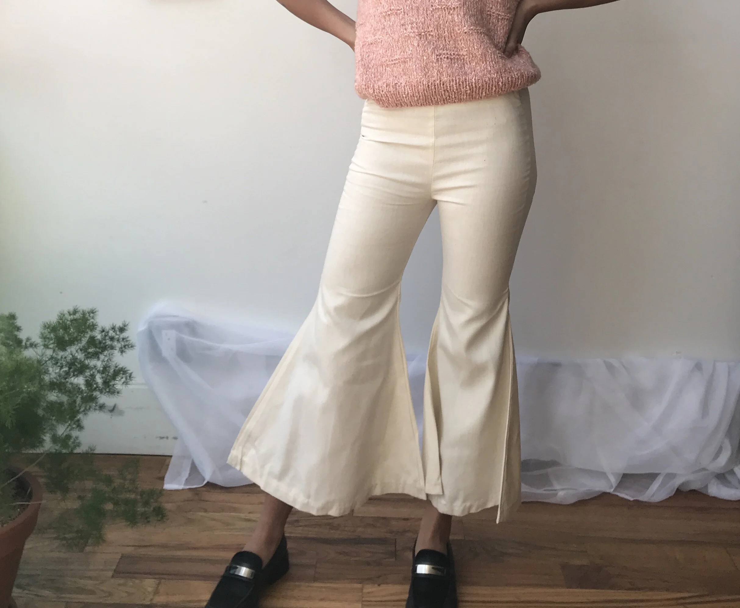 cream 60s bell bottoms / ivory wide leg 