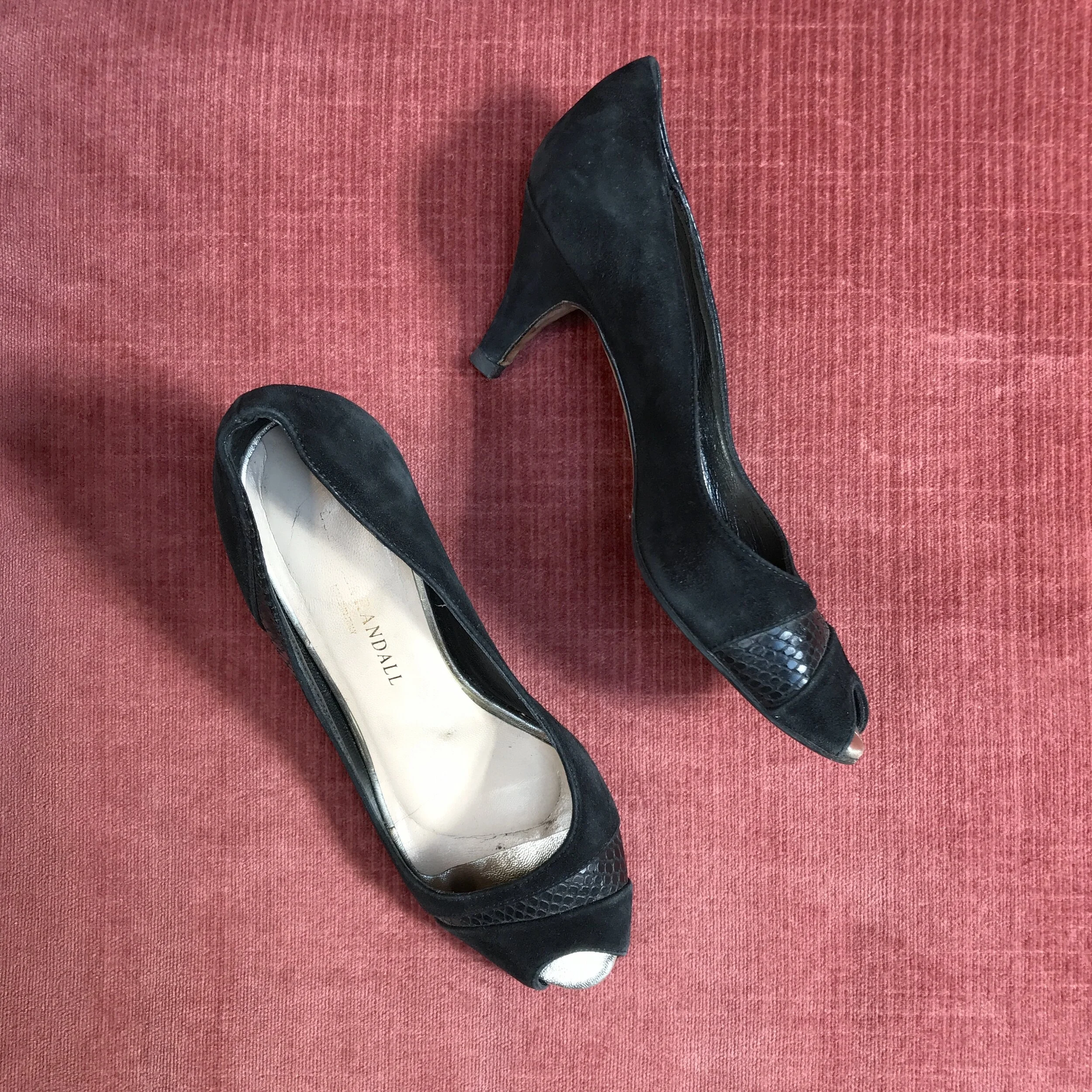 vintage Loeffler Randall black suede 