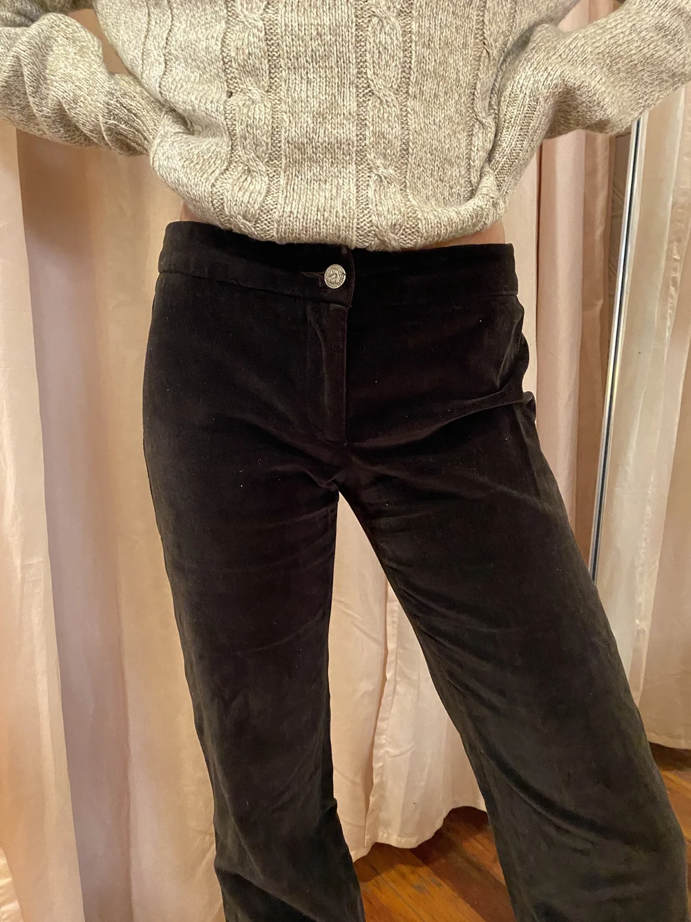 パンツ DOLCE  GABBANA Women Straight Pants FTCP1TFRBC2 S8053 brown vintage D&G brown velvet pants / Y2k straight leg pants