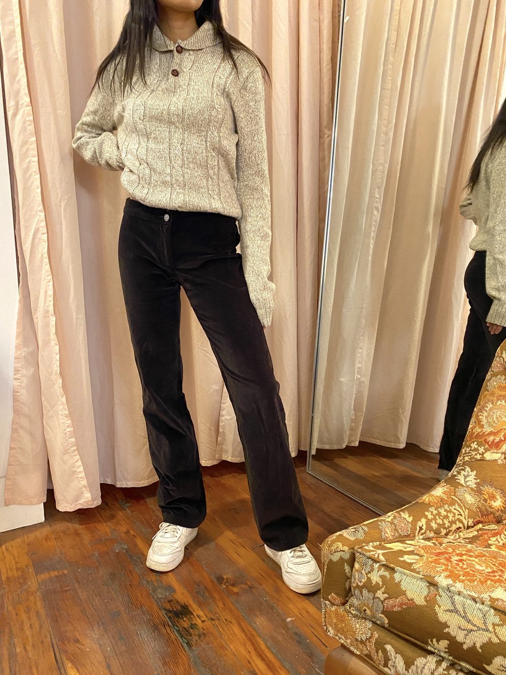 vintage D&G brown velvet pants / Y2k straight leg pants / Dolce and