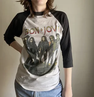 vintage Bon Jovi rock tee / 80s Bon Jovi baseball tee / 50 50 