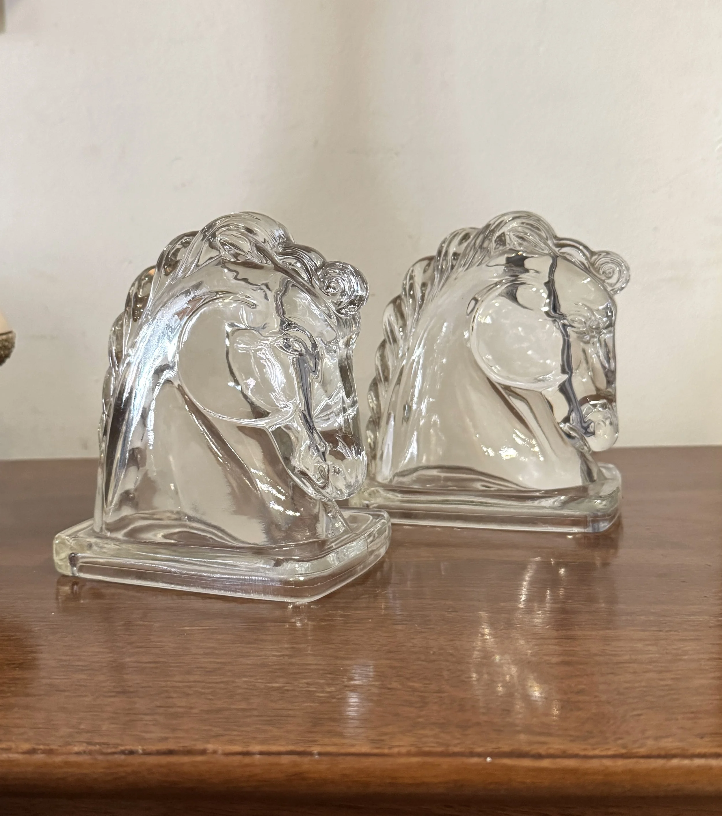 vintage glass horse bookends / equestrian decor for the elevated horse girl