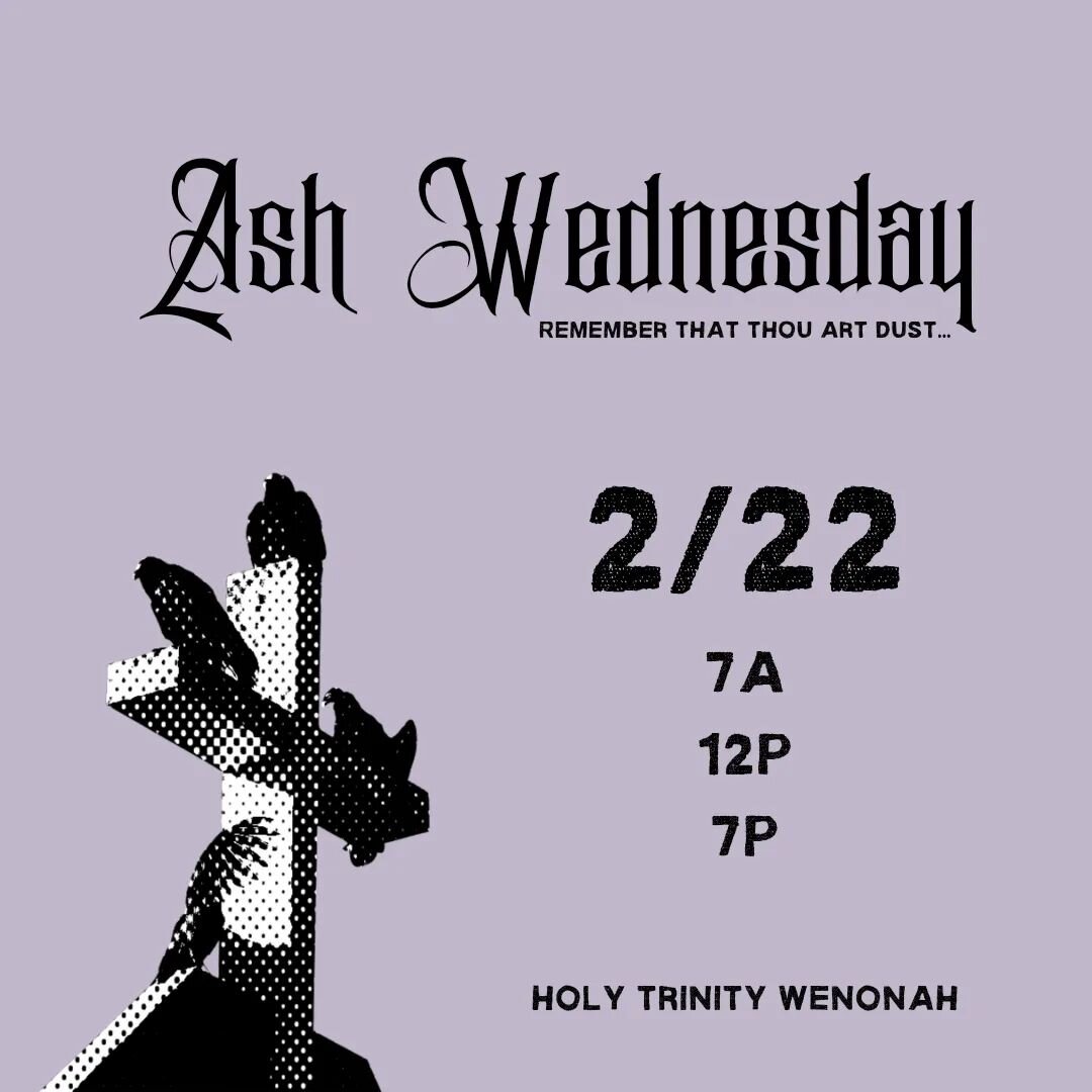 Ash Wednesday is coming 💀💀💀

Join us 2/22 at 7a, 12p, or 7p.

#AshWednesday&nbsp;is the first day of #Lent, a season meant for #reflection, #repentance, and self-examination.&nbsp;Ash&nbsp;Wednesday&nbsp;is marked by the imposition of #ashes as a 