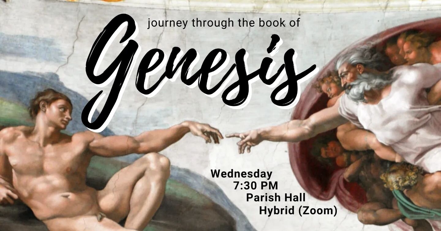 As a reminder, we now have an EVENING Bible study option!

Genesis: The First Book - Evening Bible Study
Wednesdays at 7:30 PM
Hybrid, in-person &amp; online on Zoom!

Join us as we dive deeply into the first book of the Bible. As we go chapter by ch